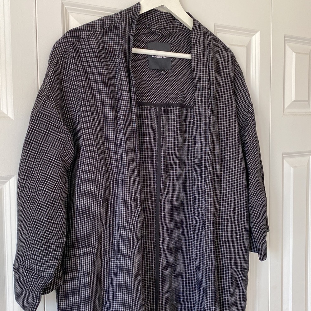 Madewell Long Robe Jacket Grid Pattern - image 6